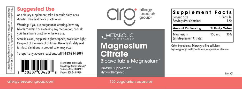 Magnesium Citrate MM 120 CAPS