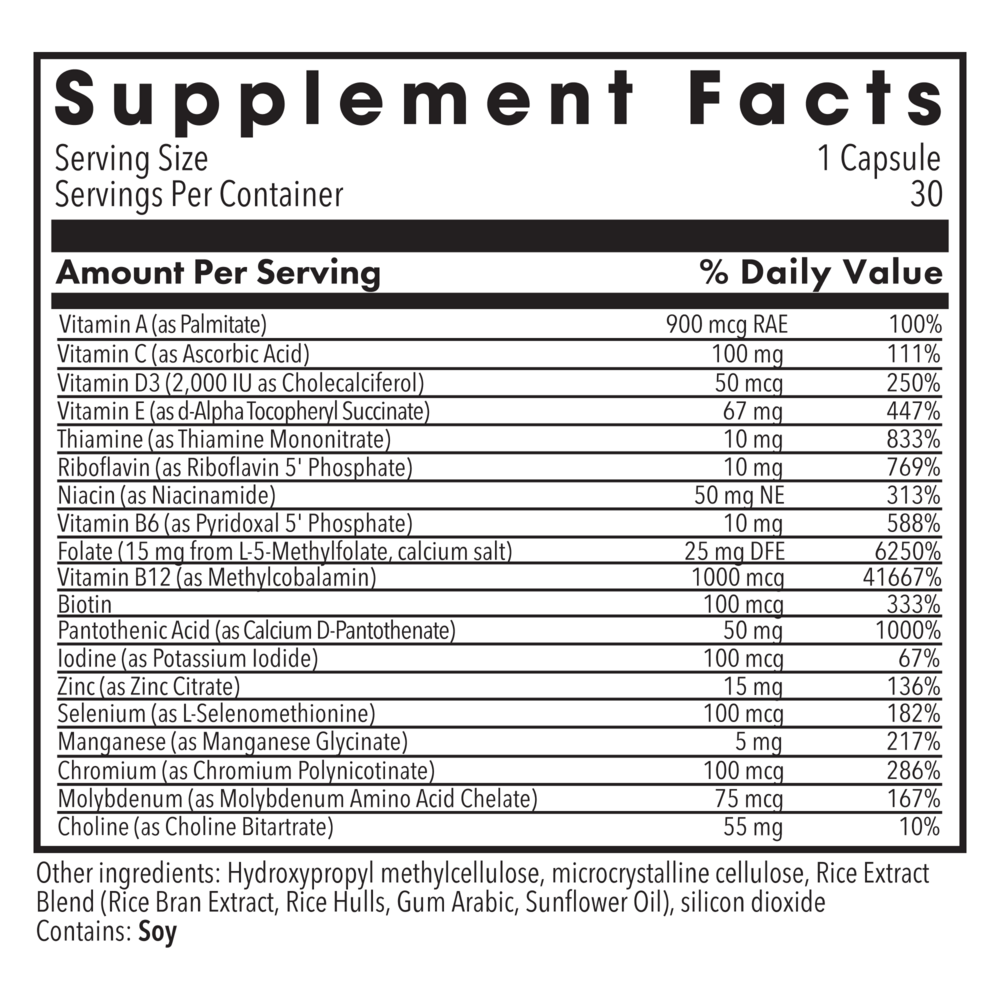 Multi + 15mg Methyl Folate Metabolic 30 CAPS