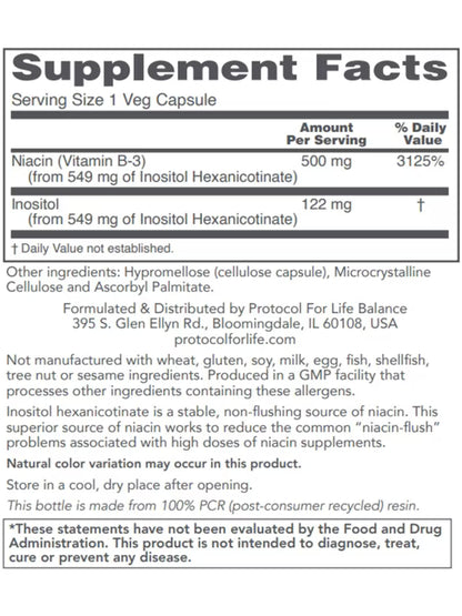 Flush-Free Niacin 500mg Protocol 90 CAPS